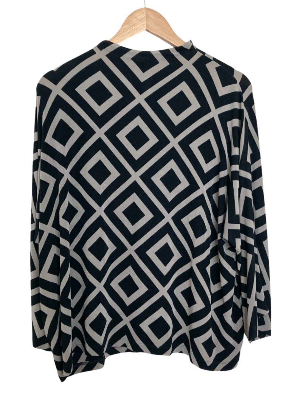 CHICO'S TRAVELERS Geometric Print Dolman Sleeve Top XL Zip Crewneck Stretch